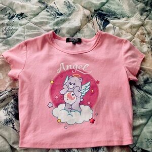 pink carebears crop top, never been worn